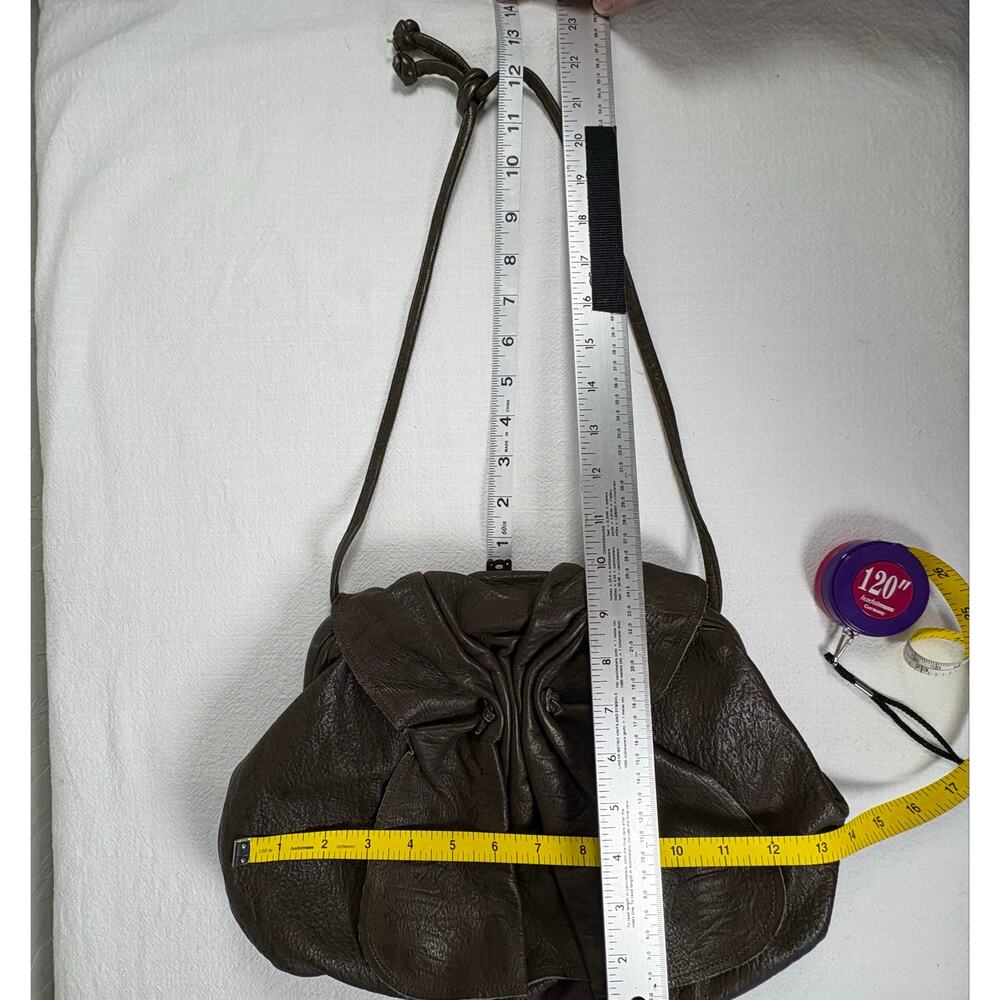 Vintage 1980s Marco Avane Brown Leather Sculptural Frame Shoulder Bag Minimalist - Picture 8 of 11